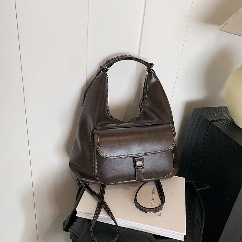 Women's Vintage Brown Leather Tote Bag 2024 - Image 2