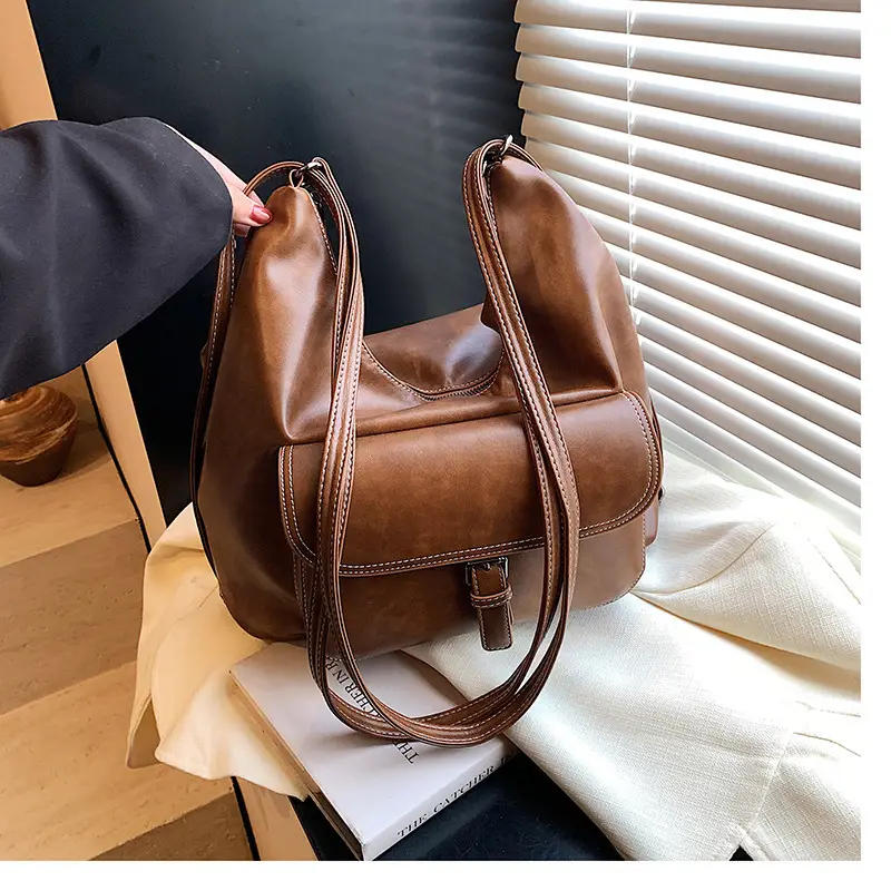 Women's Vintage Brown Leather Tote Bag 2024 - Image 3