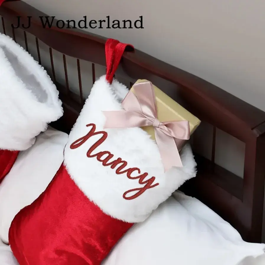 Nancy Embroidered Red Christmas Socks - Image 2
