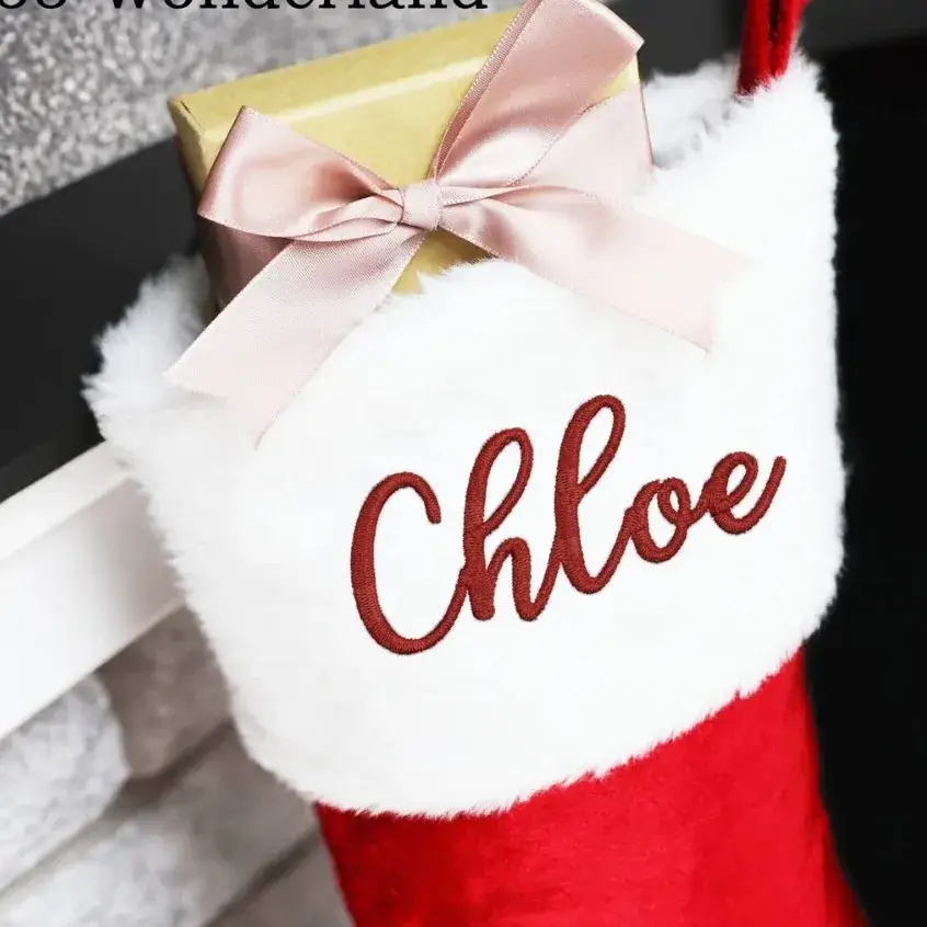 Nancy Embroidered Red Christmas Socks - Image 3