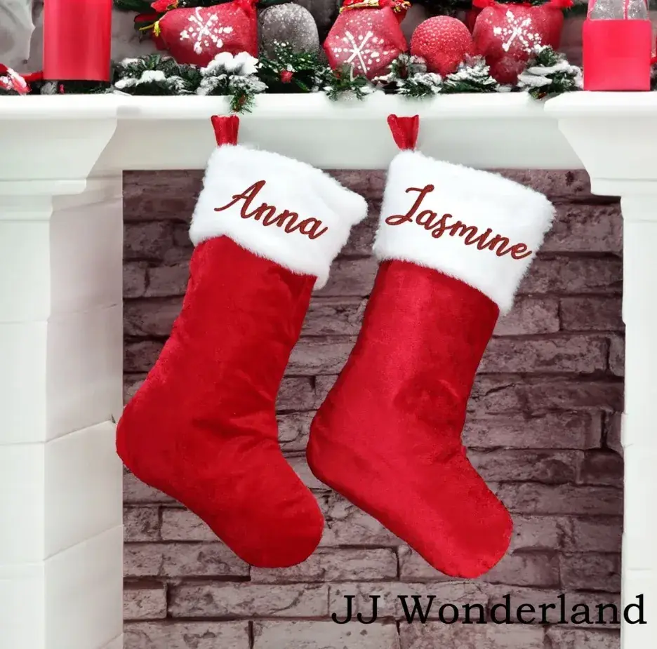 Nancy Embroidered Red Christmas Socks — feature 2
