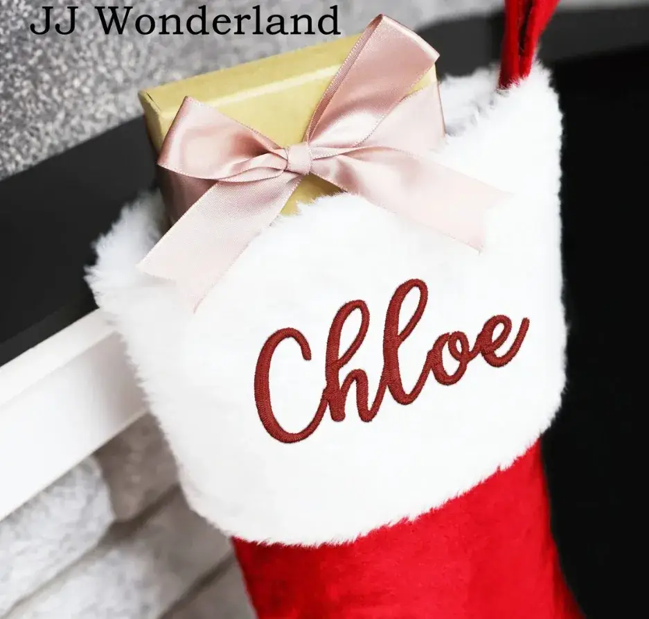 Nancy Embroidered Red Christmas Socks — feature 5