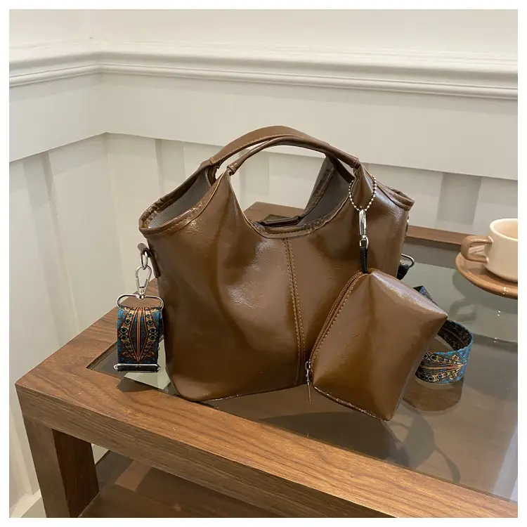 New Women's Brown Large Capacity Tote Bag 2024 - Image 3