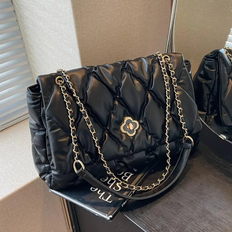 Pink Rhombic Chain Shoulder Bag for Women - Image 5