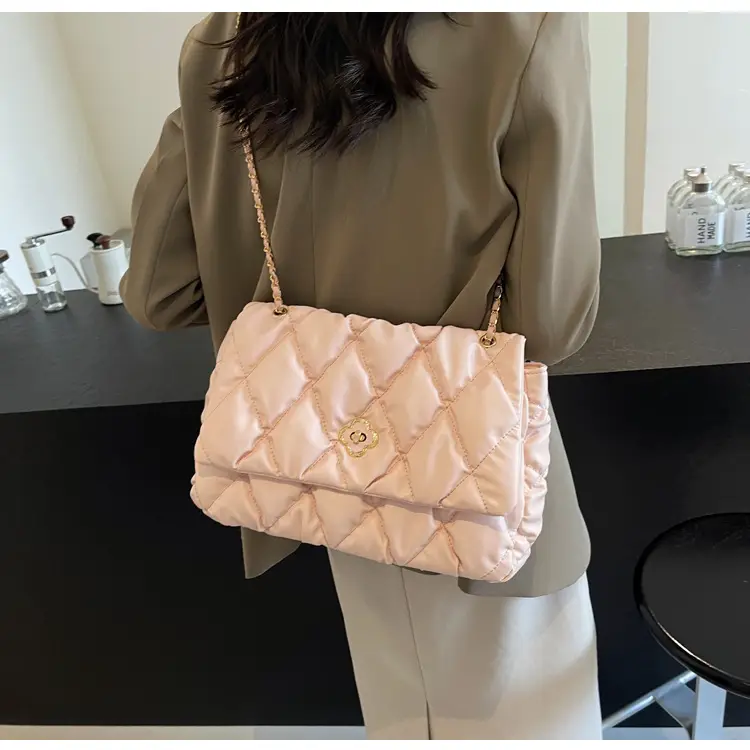 Pink Rhombic Chain Shoulder Bag for Women — feature 16