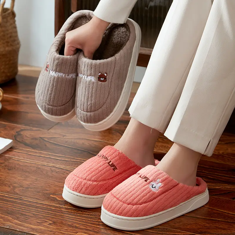 Cotton Slippers Women's Winter 2024 New Home Indoor Warm Couple Cute Rabbit Non-slip Plush Winter Slippers for Men