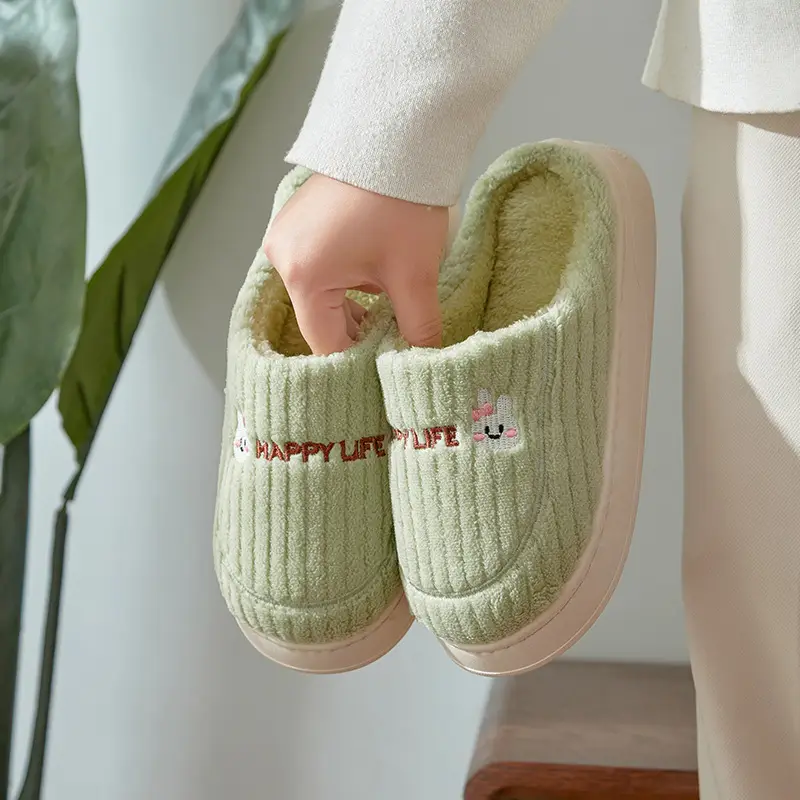 Cotton Slippers Women's Winter 2024 New Home Indoor Warm Couple Cute Rabbit Non-slip Plush Winter Slippers for Men