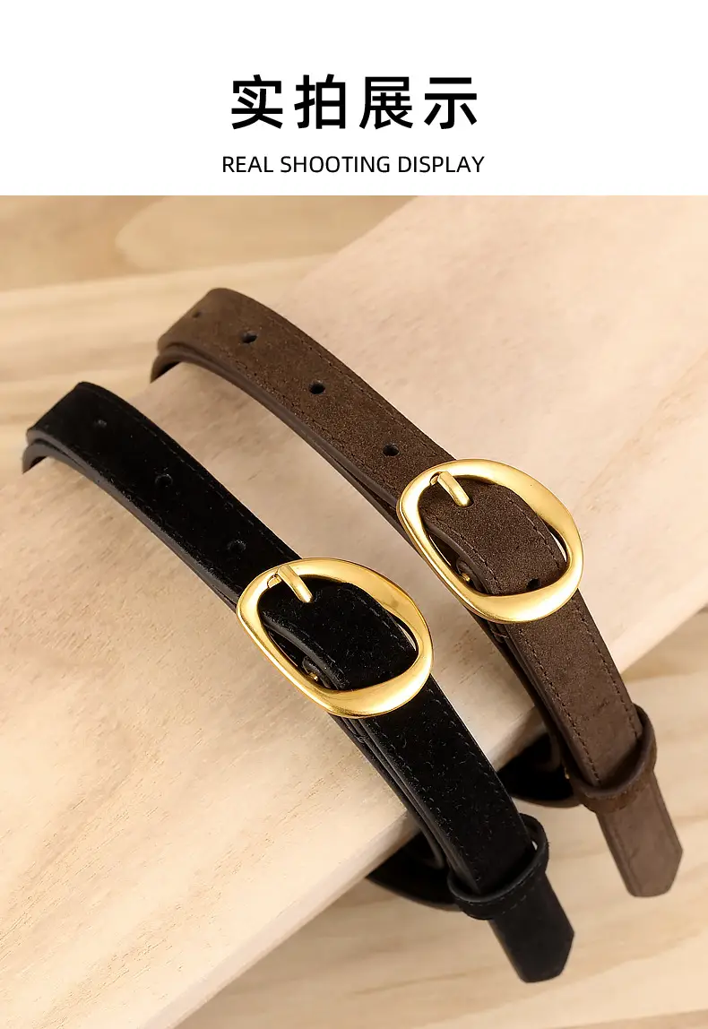 2024 Anti-Velvet Cowhide Belt for Women Burgundy — feature 12