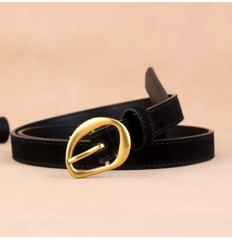 2024 Anti-Velvet Cowhide Belt for Women Burgundy — feature 14