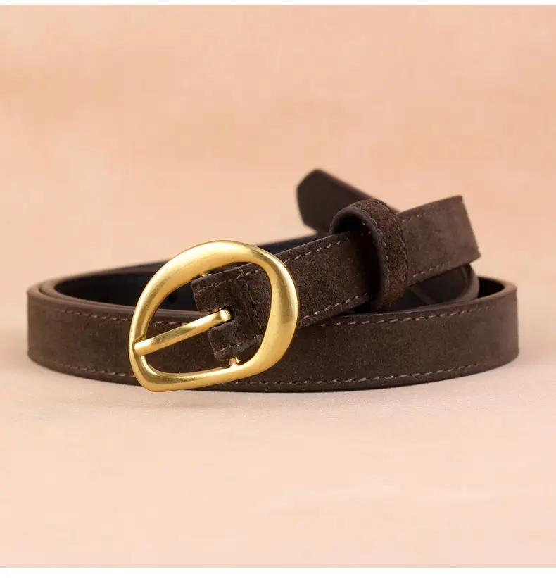 2024 Anti-Velvet Cowhide Belt for Women Burgundy — feature 15