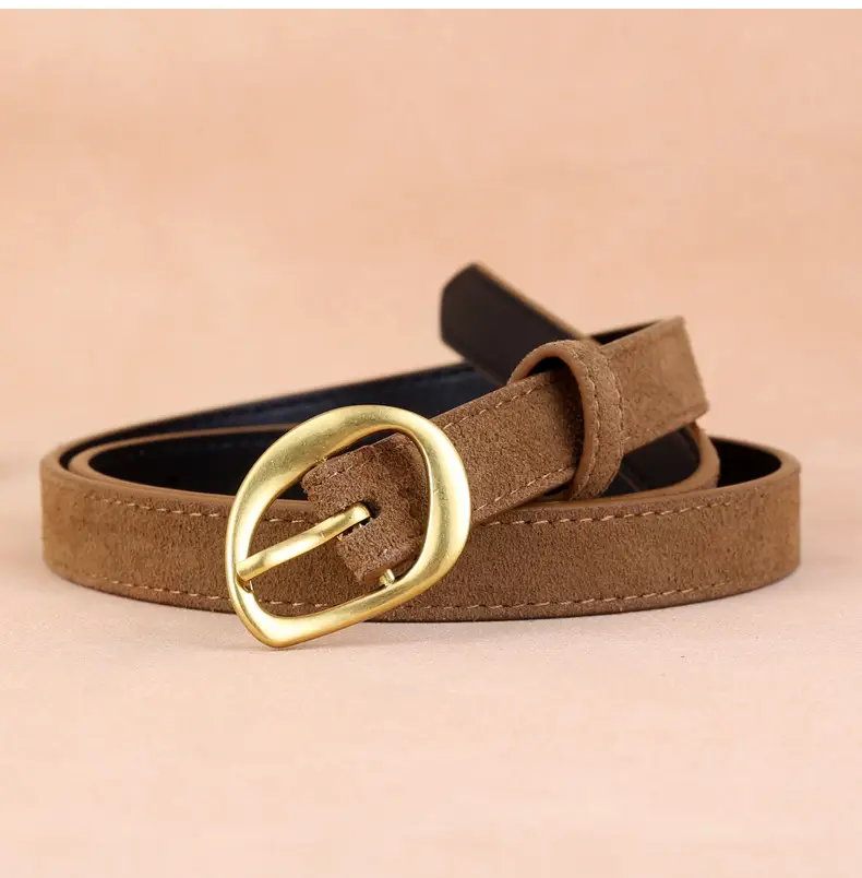 2024 Anti-Velvet Cowhide Belt for Women Burgundy — feature 17