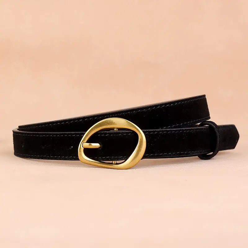 2024 Anti-Velvet Cowhide Belt for Women Burgundy - Image 2