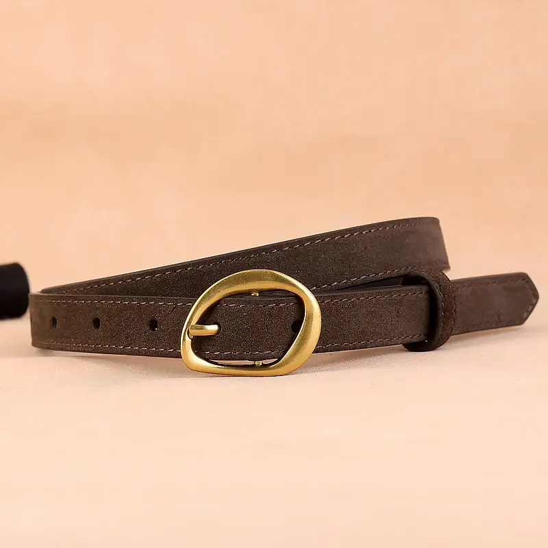 2024 Anti-Velvet Cowhide Belt for Women Burgundy - Image 3