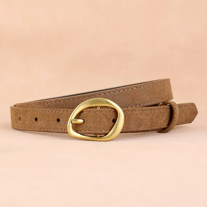 2024 Anti-Velvet Cowhide Belt for Women Burgundy - Image 4
