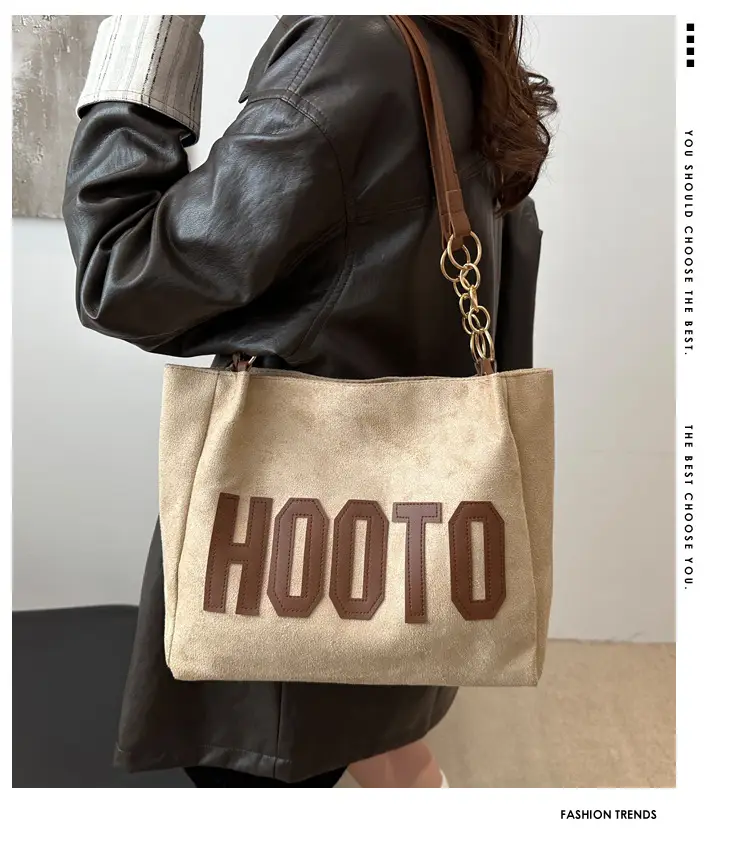 Women's Large Canvas Shoulder Bag Black Hoot O Print — feature 2