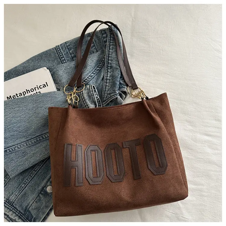 Women's Large Canvas Shoulder Bag Black Hoot O Print - Image 2