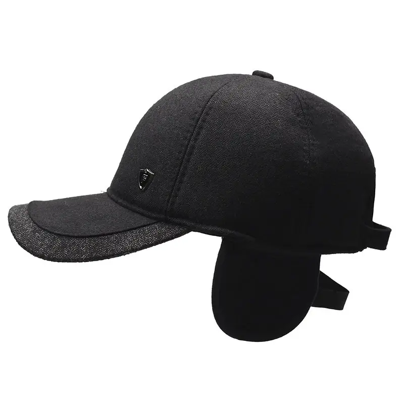 Men's Black Cotton Baseball Cap with Shield Logo - Image 8