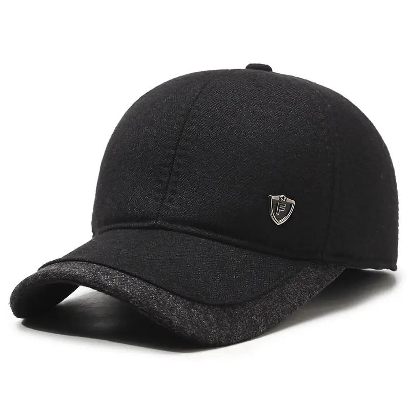 Men's Black Cotton Baseball Cap with Shield Logo - Image 9