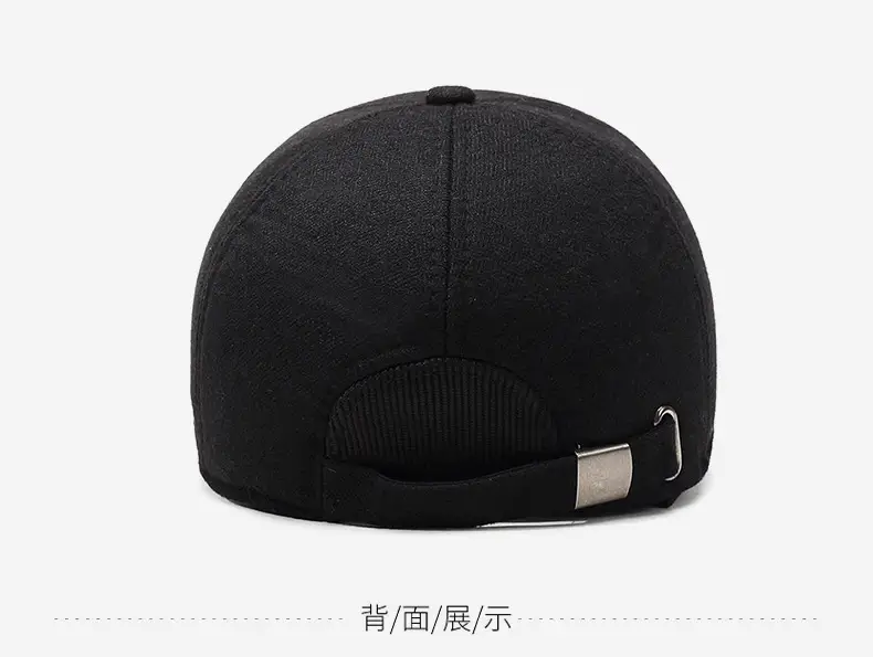 Men's Black Cotton Baseball Cap with Shield Logo — feature 11