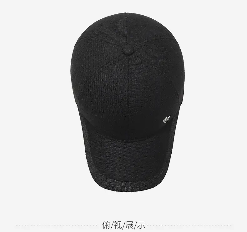 Men's Black Cotton Baseball Cap with Shield Logo — feature 12