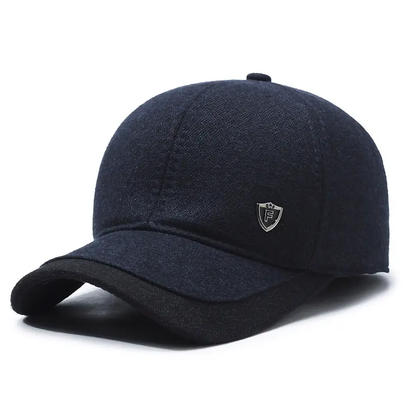 Men's Black Cotton Baseball Cap with Shield Logo - Image 3