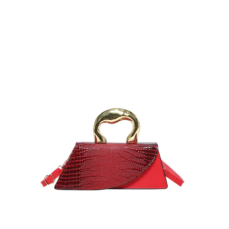 Red Croc Embroidered Shoulder Bag for Women