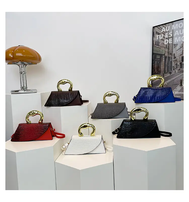 Red Croc Embroidered Shoulder Bag for Women — feature 34