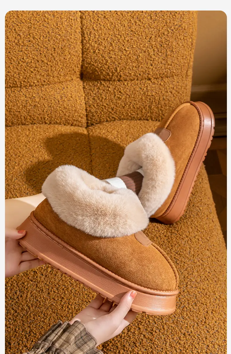 Cotton Shoes Women's 2024 New All-inclusive Cotton Slippers Women's Winter Outer Wear Non-slip fleece-lined Thickened Bottom Snow Boots — feature 11