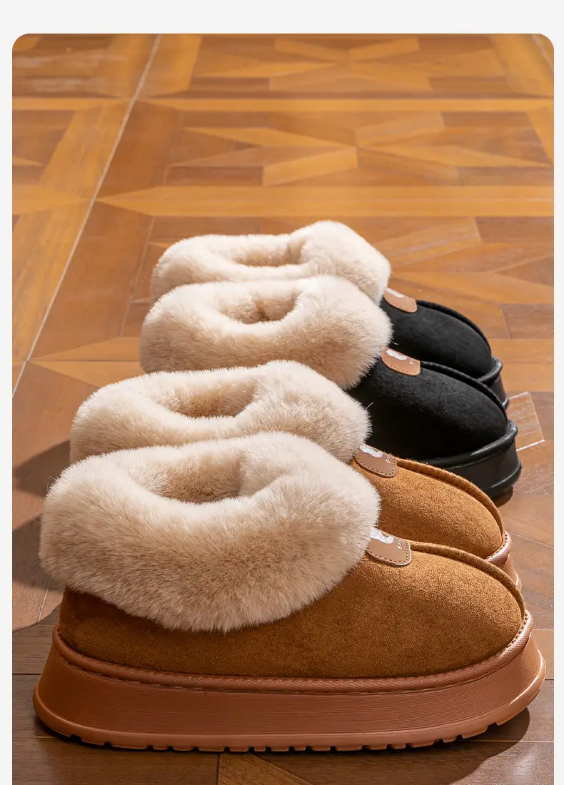 Cotton Shoes Women's 2024 New All-inclusive Cotton Slippers Women's Winter Outer Wear Non-slip fleece-lined Thickened Bottom Snow Boots — feature 14