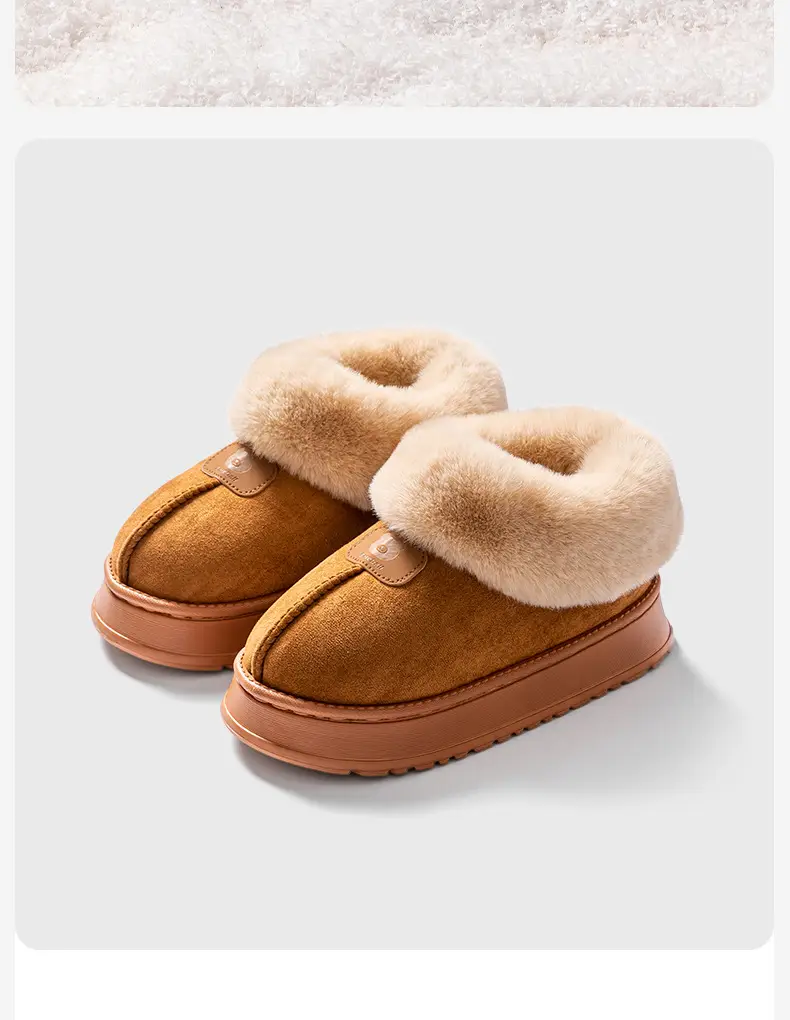 Cotton Shoes Women's 2024 New All-inclusive Cotton Slippers Women's Winter Outer Wear Non-slip fleece-lined Thickened Bottom Snow Boots — feature 3