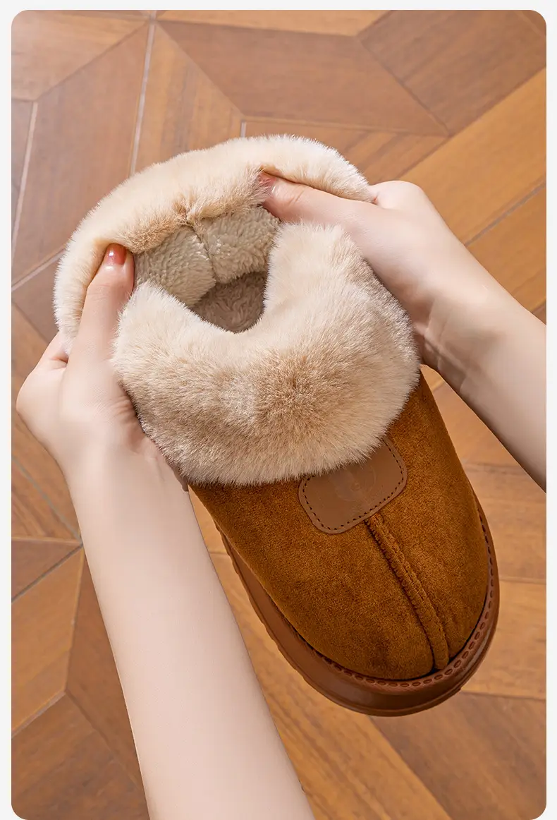 Cotton Shoes Women's 2024 New All-inclusive Cotton Slippers Women's Winter Outer Wear Non-slip fleece-lined Thickened Bottom Snow Boots — feature 6