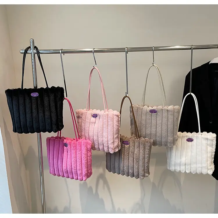 2024 New Style Plush Striped Women's Tote Bag - Image 8