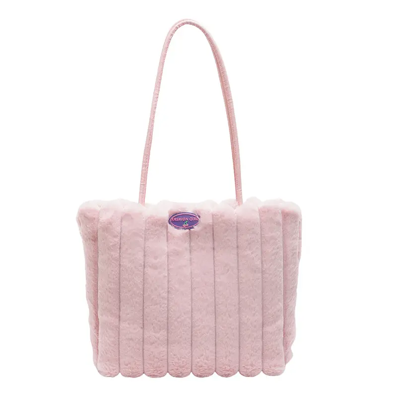 2024 New Style Plush Striped Women's Tote Bag - Image 11