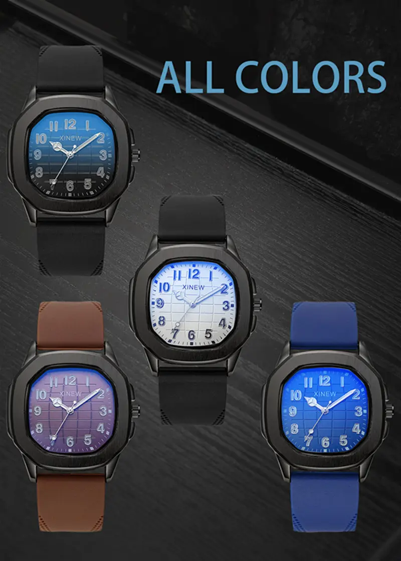 Men's Black Silicone Quartz Watch with Blue Dial — feature 10