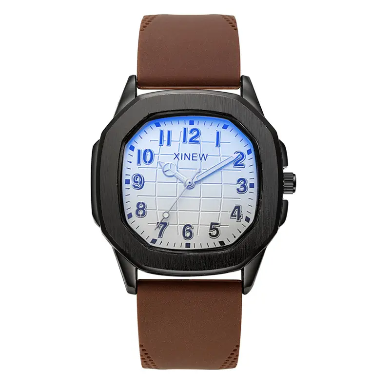 Men's Black Silicone Quartz Watch with Blue Dial - Image 10