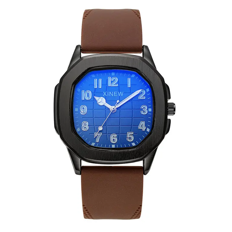 Men's Black Silicone Quartz Watch with Blue Dial - Image 11
