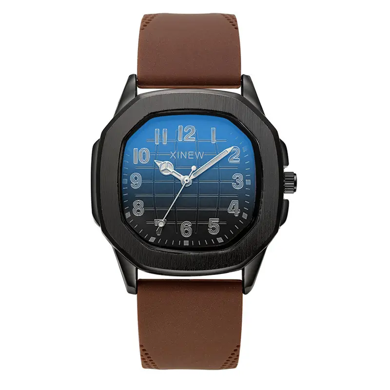 Men's Black Silicone Quartz Watch with Blue Dial - Image 9