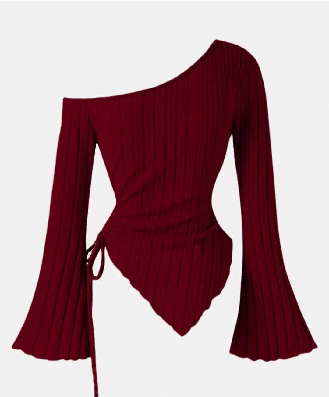 24-year-old Elegant Special Style apricot Painted Shoulder T-shirt with Asymmetrical Hem Horn Sleeve Shoulder-free Halloween Comfortable T-shirt — feature 12