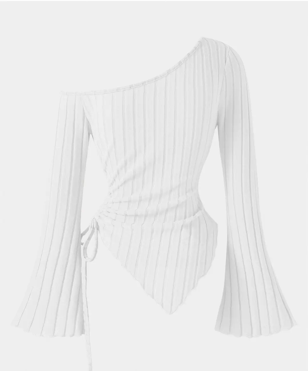 24-year-old Elegant Special Style apricot Painted Shoulder T-shirt with Asymmetrical Hem Horn Sleeve Shoulder-free Halloween Comfortable T-shirt — feature 17