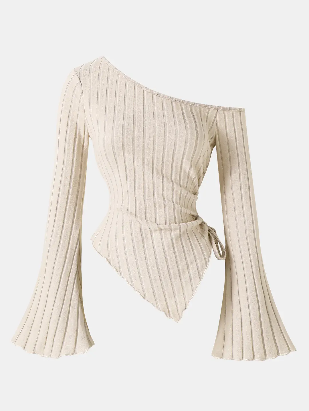 24-year-old Elegant Special Style apricot Painted Shoulder T-shirt with Asymmetrical Hem Horn Sleeve Shoulder-free Halloween Comfortable T-shirt — feature 20
