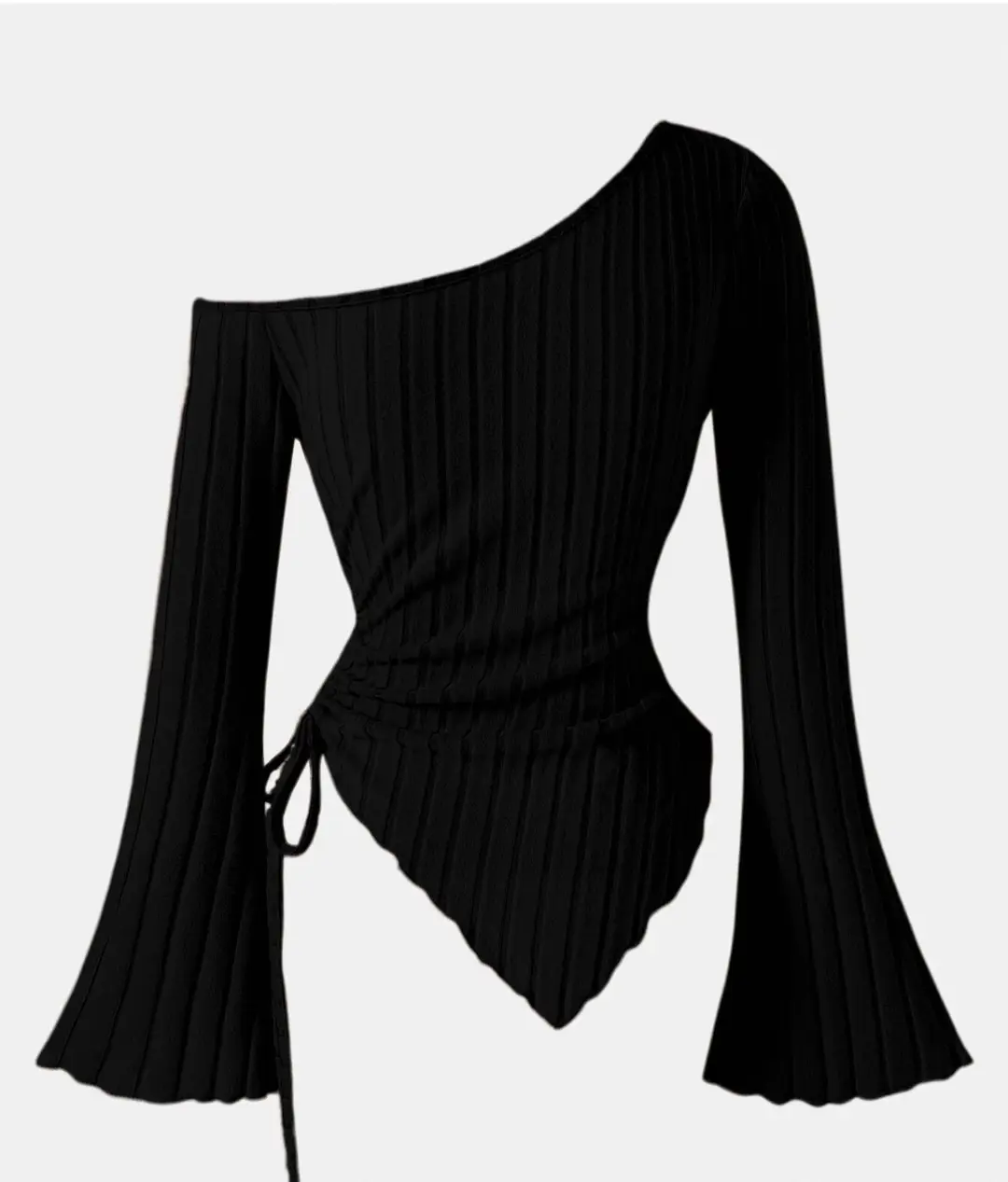 24-year-old Elegant Special Style apricot Painted Shoulder T-shirt with Asymmetrical Hem Horn Sleeve Shoulder-free Halloween Comfortable T-shirt — feature 24
