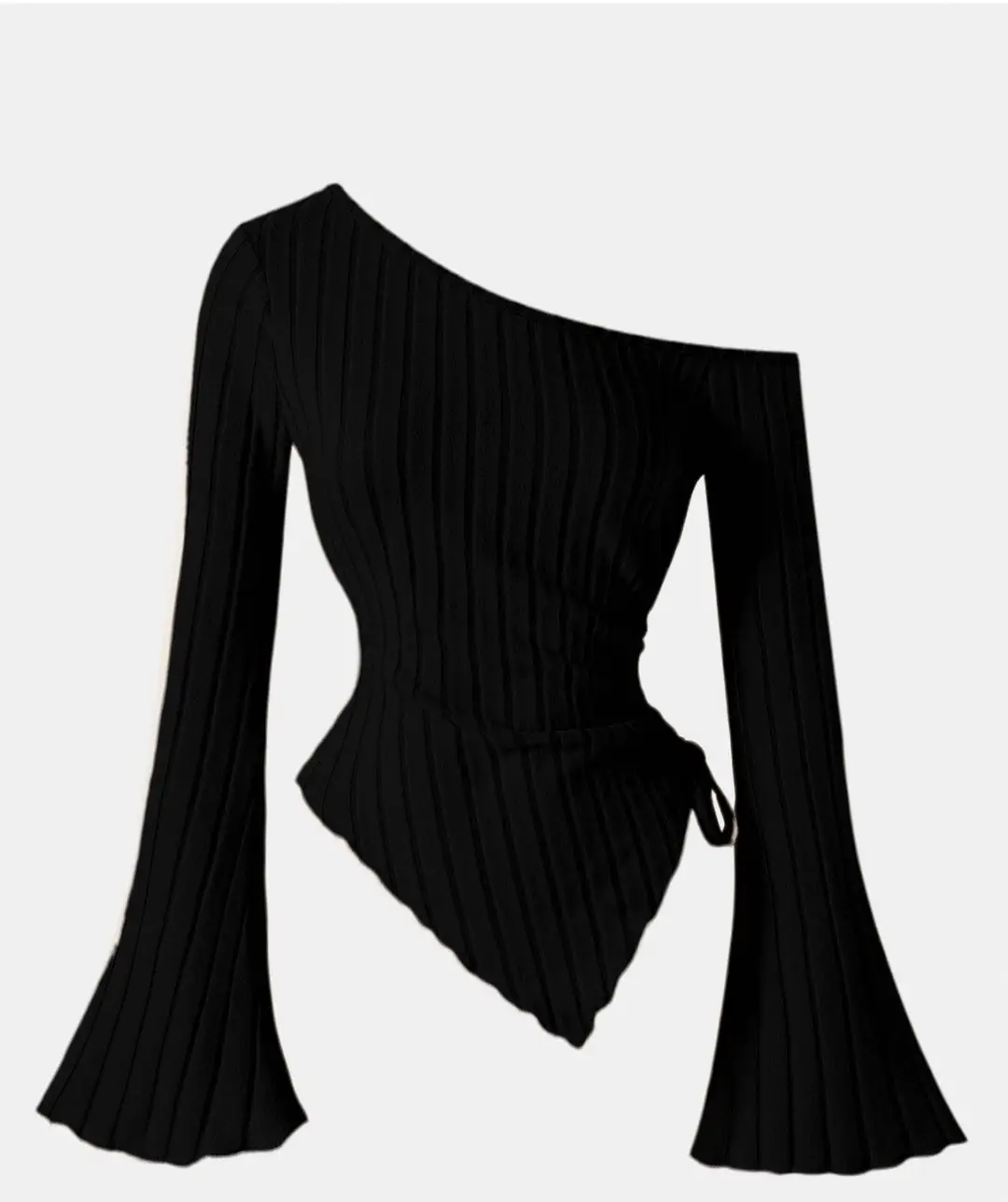 24-year-old Elegant Special Style apricot Painted Shoulder T-shirt with Asymmetrical Hem Horn Sleeve Shoulder-free Halloween Comfortable T-shirt — feature 25