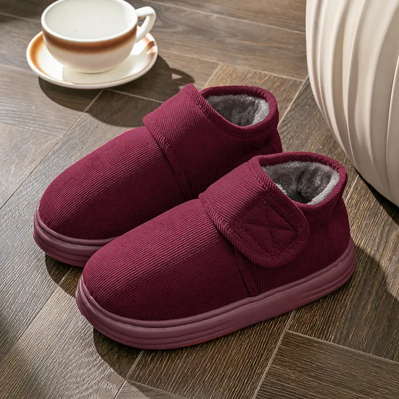 Men's Cotton Slippers Bag Heel Winter Home Indoor Plush Cold-proof Household Non-slip High-top Velcro Warm Cotton Shoes - Image 6