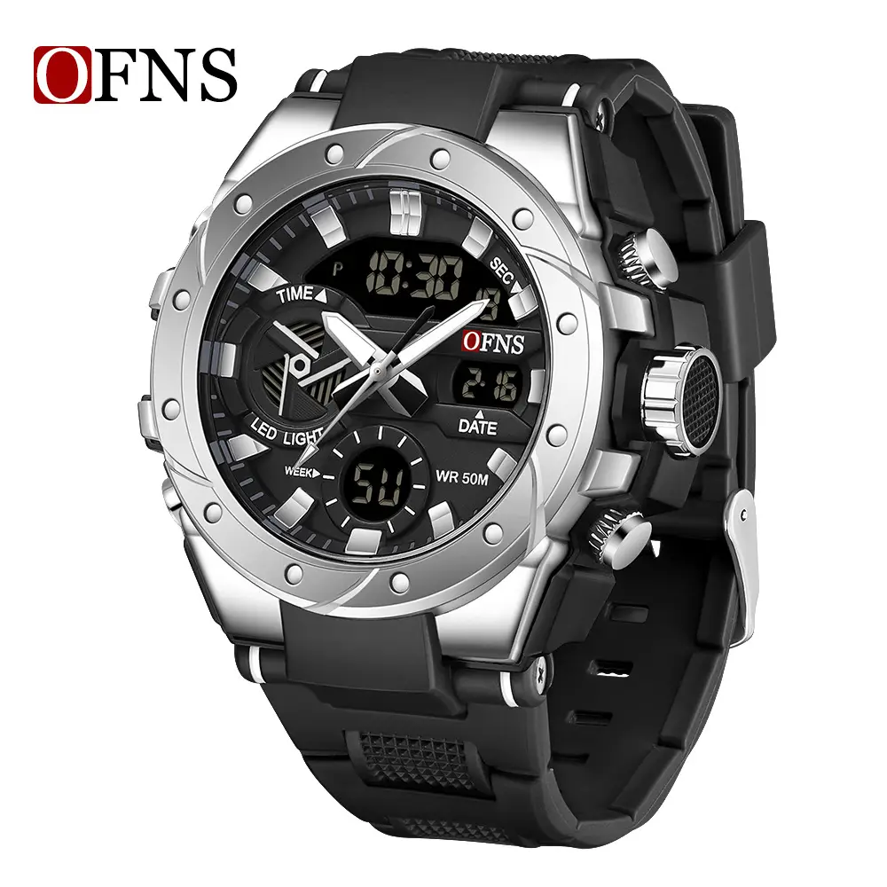 O'FNS Multifunctional Sports Watch for Men Black White Green