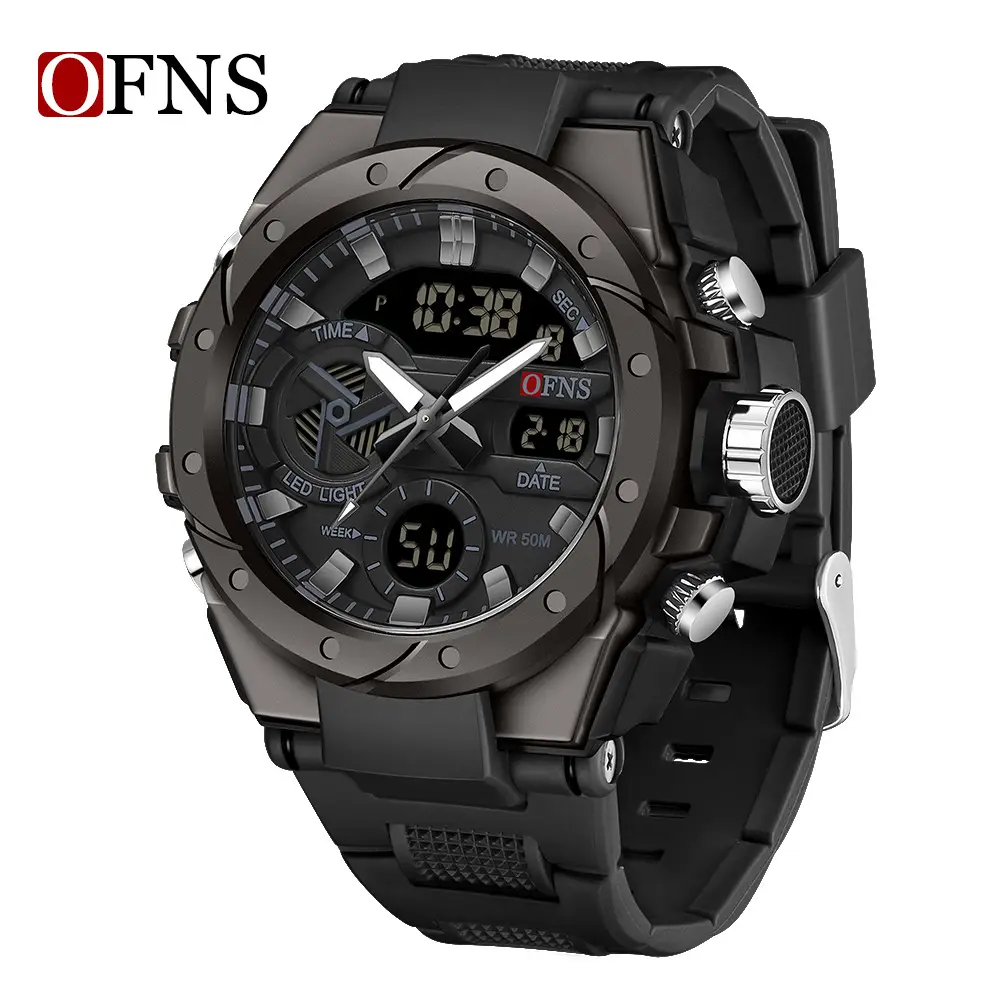 O'FNS Multifunctional Sports Watch for Men Black White Green