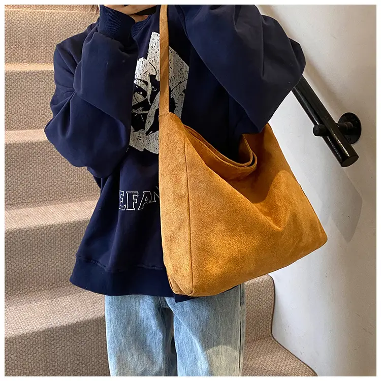 2024 New Arrival Black Suede Underarm Bag with Wide Strap — feature 12