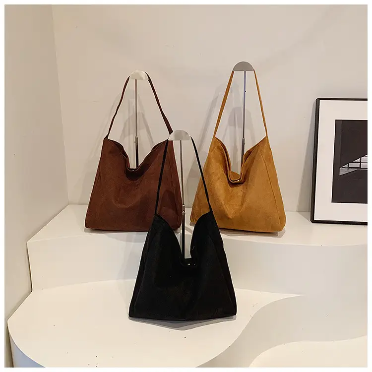 2024 New Arrival Black Suede Underarm Bag with Wide Strap — feature 19