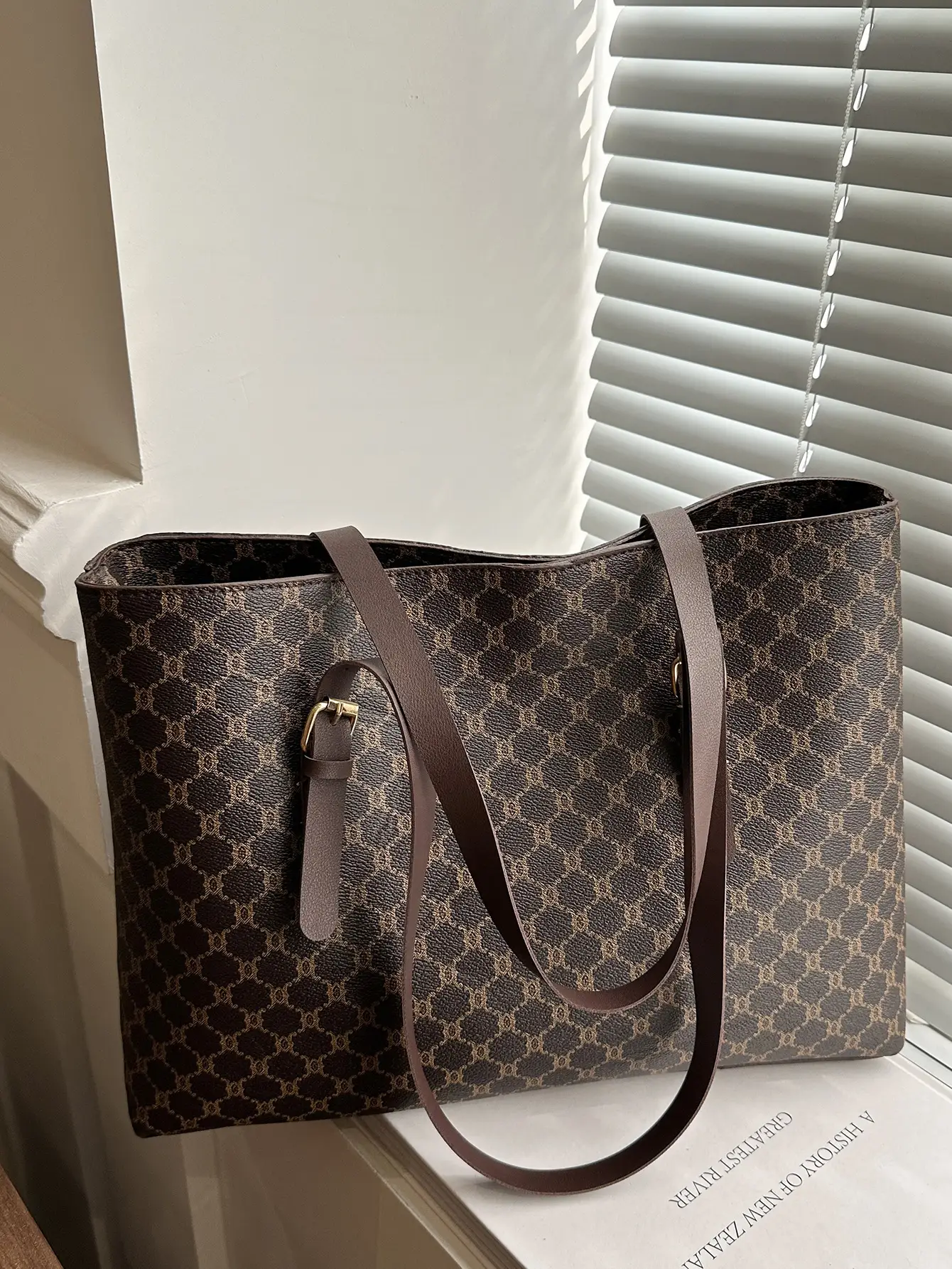Large Capacity Women's Brown Monogram Tote Bag
