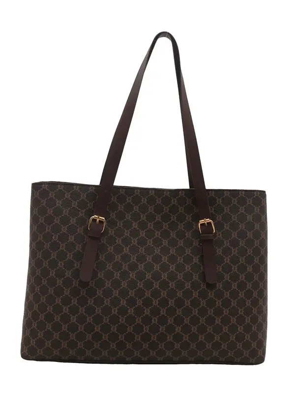Large Capacity Women's Brown Monogram Tote Bag