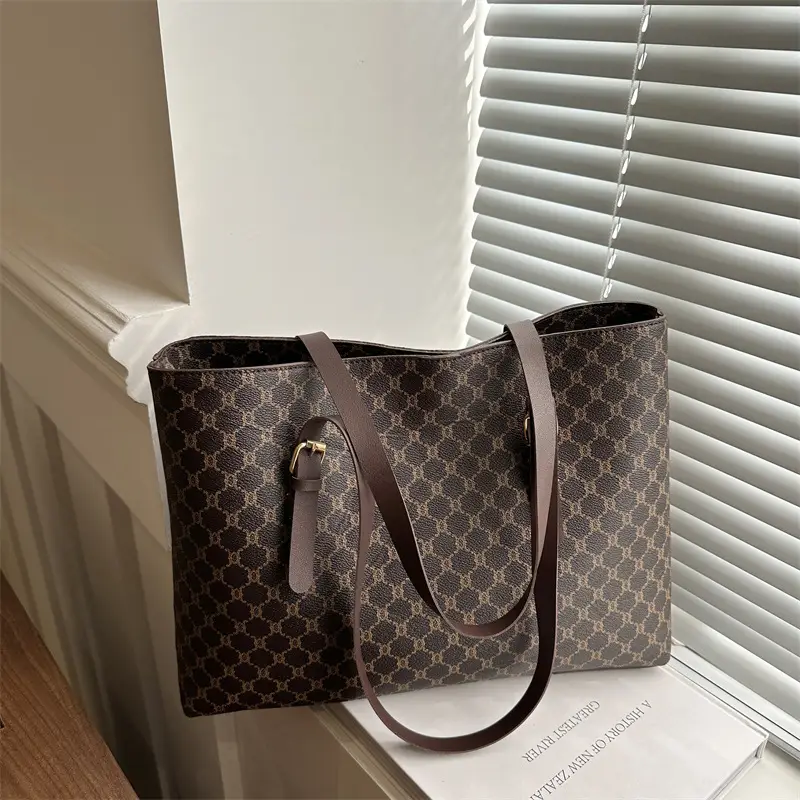 Large Capacity Women's Brown Monogram Tote Bag